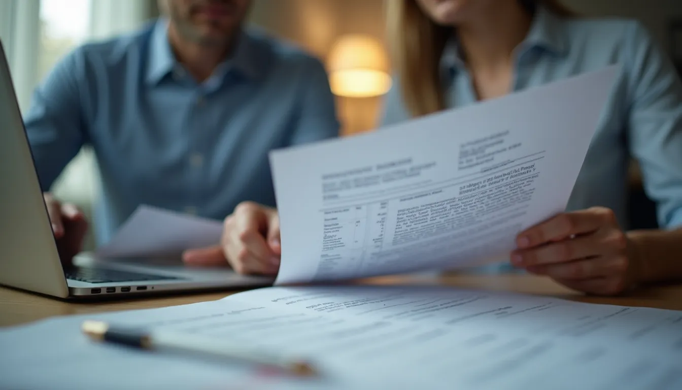 Close-up view of a business owner reviewing insurance documents