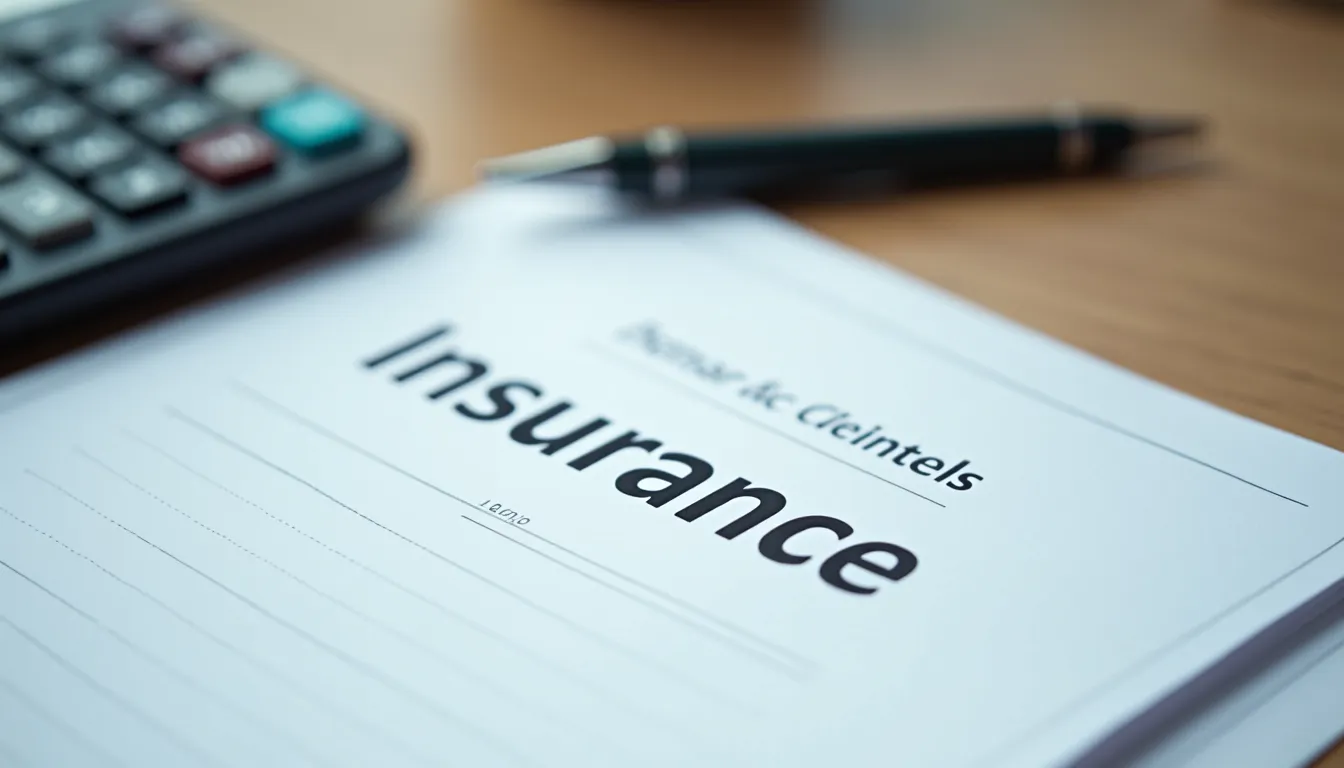 Close-up view of insurance documents and a pen on a desk
